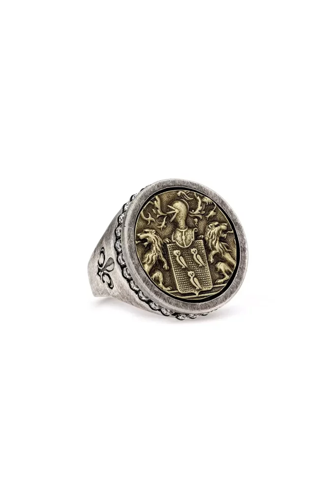 French Kande Cinq Austrian Crystal Brass Ring