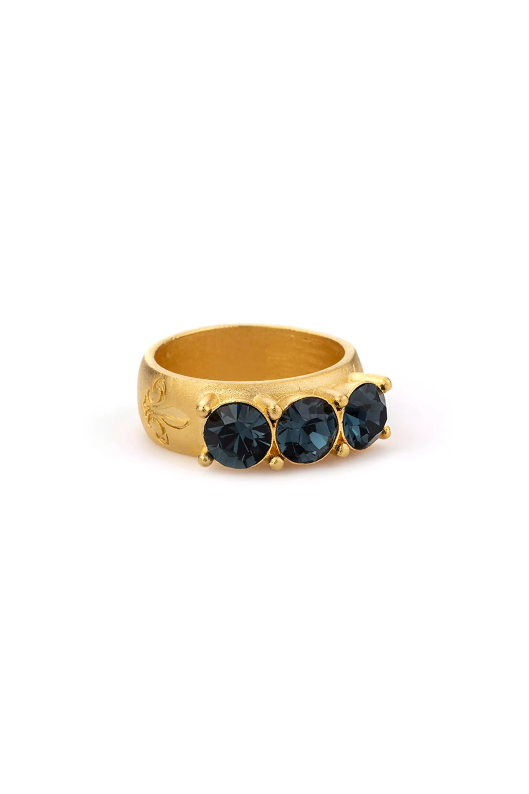 Triple Swarovski Crystal Gold Ring – Montana