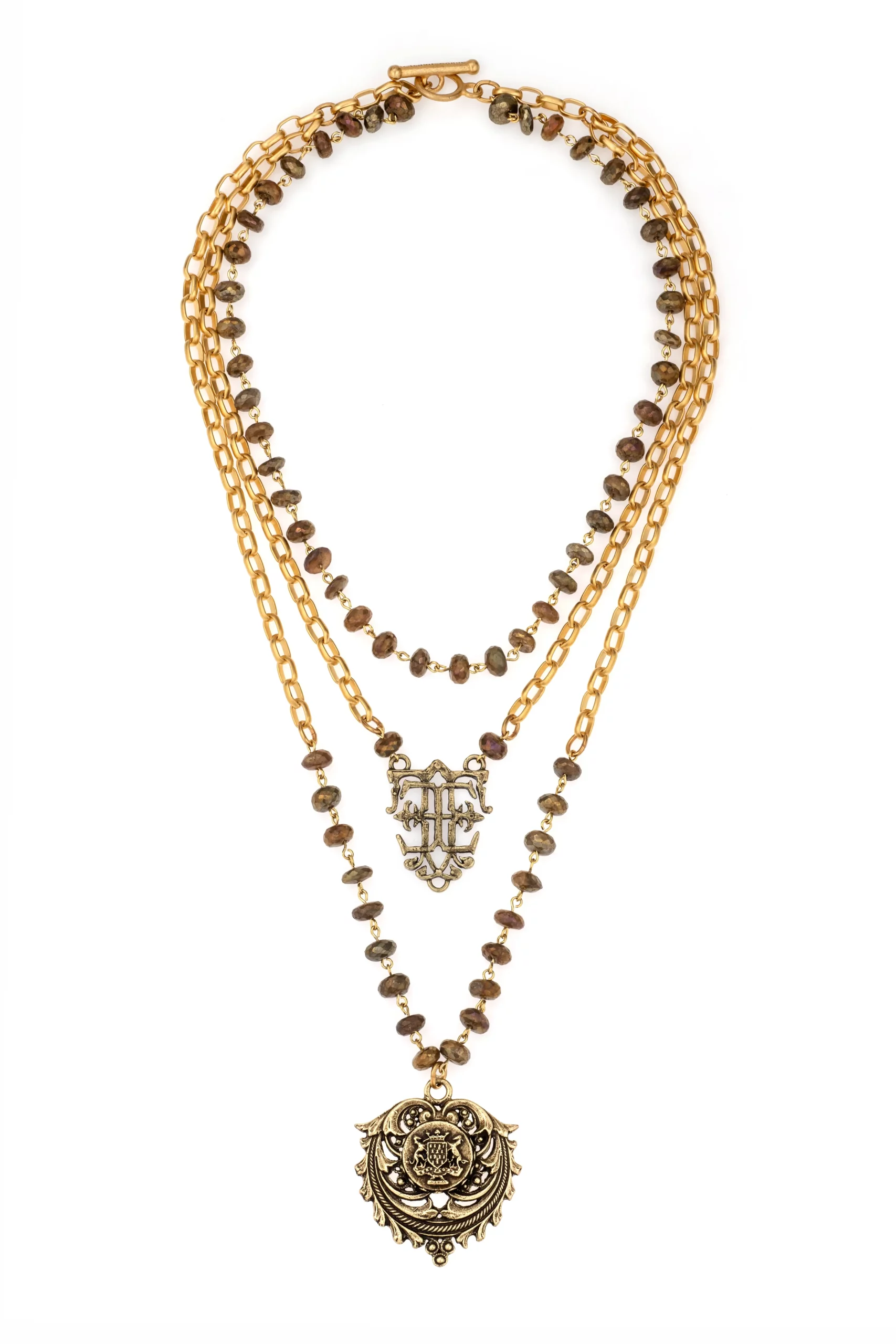 Dyan Pre Raphaelite Small Chain Necklace Set in 20K Peach Gold